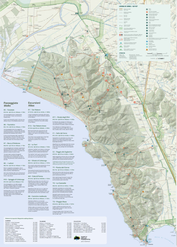 Plan du parc naturel de la Maremme