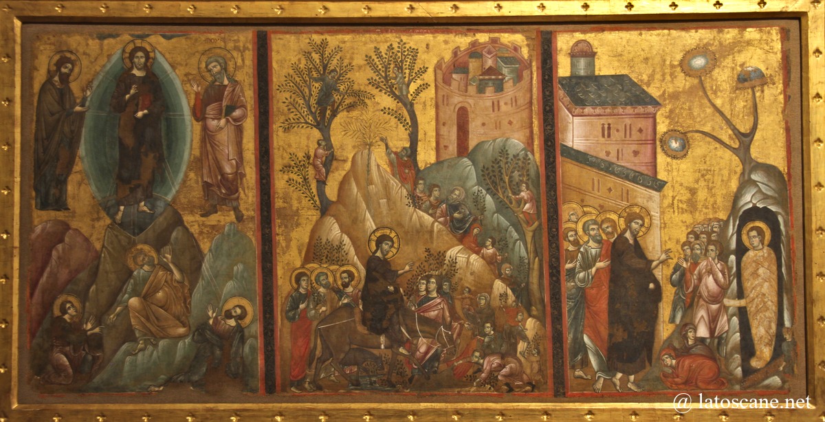 Transfiguration, Entrée à Jérusalem, Résurrection de Lazare, Guido da Siena