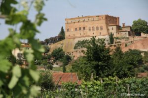 Panorama sur San Giovanni d'Asso avec le château Pannilini