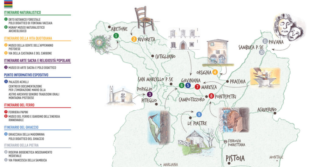 Mappa dell'ecomuseo della Montagna di Pistoia